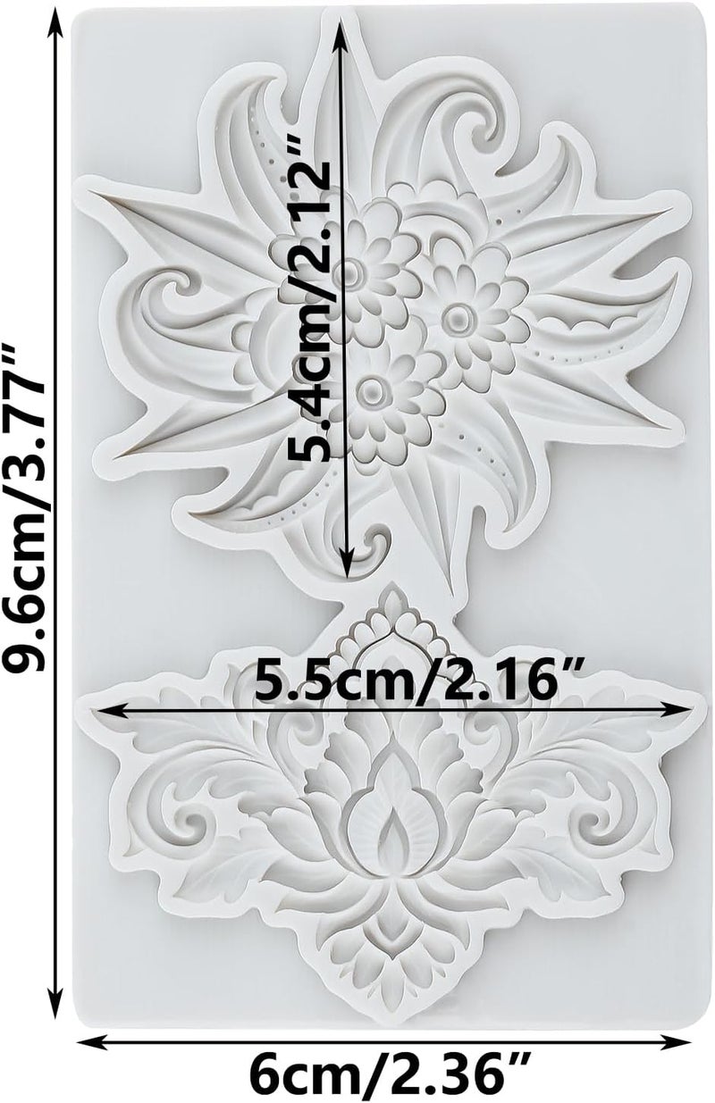 TAOXIBEI Flower Polymer Clay Mold Baroque Relief Flower Silicone Molds for DIY Crafts Epoxy Resin Casting Air Dry Polymer Clay Plaster Jewelry Making - Image 2